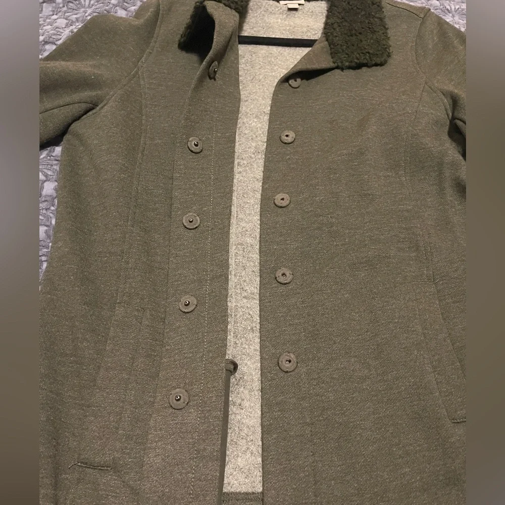 J. Jill Olive Pea Coat with Dark Collar - Picture 7 of 8